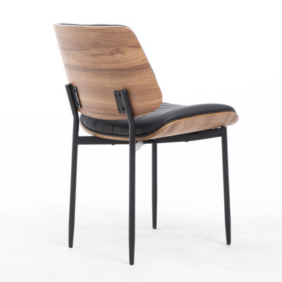 Windsor Contemporary Kitchen & Dining Chair with Walnut Bentwood Frame and Padded Faux Leather Seat