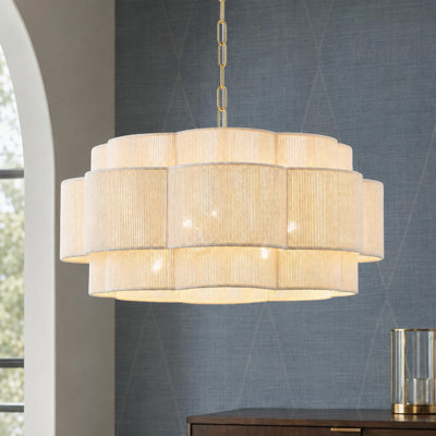 23.2" 6-Light Scalloped Rope Tiered Chandelier