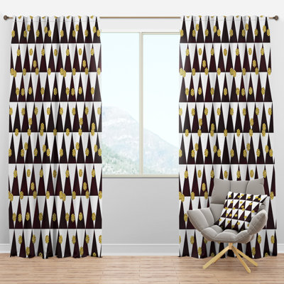 Gold Polka Dot Pattern II - Mid-Century Curtain - Velvet Room darkening - 1 panel
