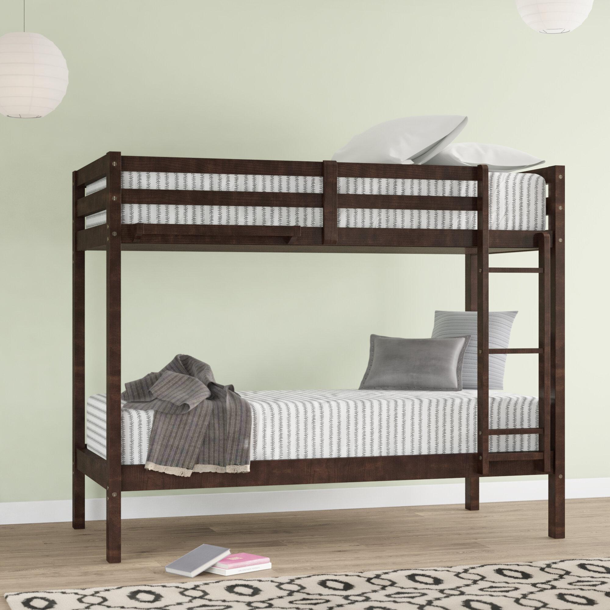 Viv + Rae Harold Twin Over Twin Bunk Bed with Shelf & Reviews | Wayfair