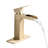 Single Handle Waterfall Bathroom Faucet In Brushed Gold. Deck Mounted For Sinks. Stainless Steel Construction With Pop Up Drain & Overflow. Regulated Water Flow. 1.2 Gpm. 9/16 In. Connection. 5.9-121598757