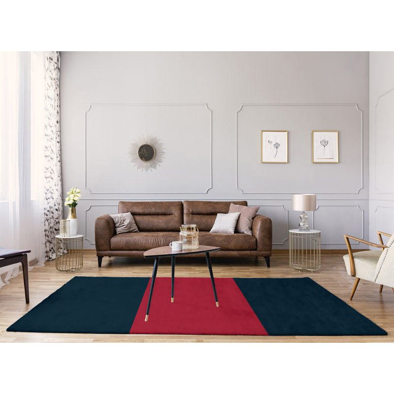 Tapis à rayures en poly-noir houston, Rectangle 9 pi x 12 pi