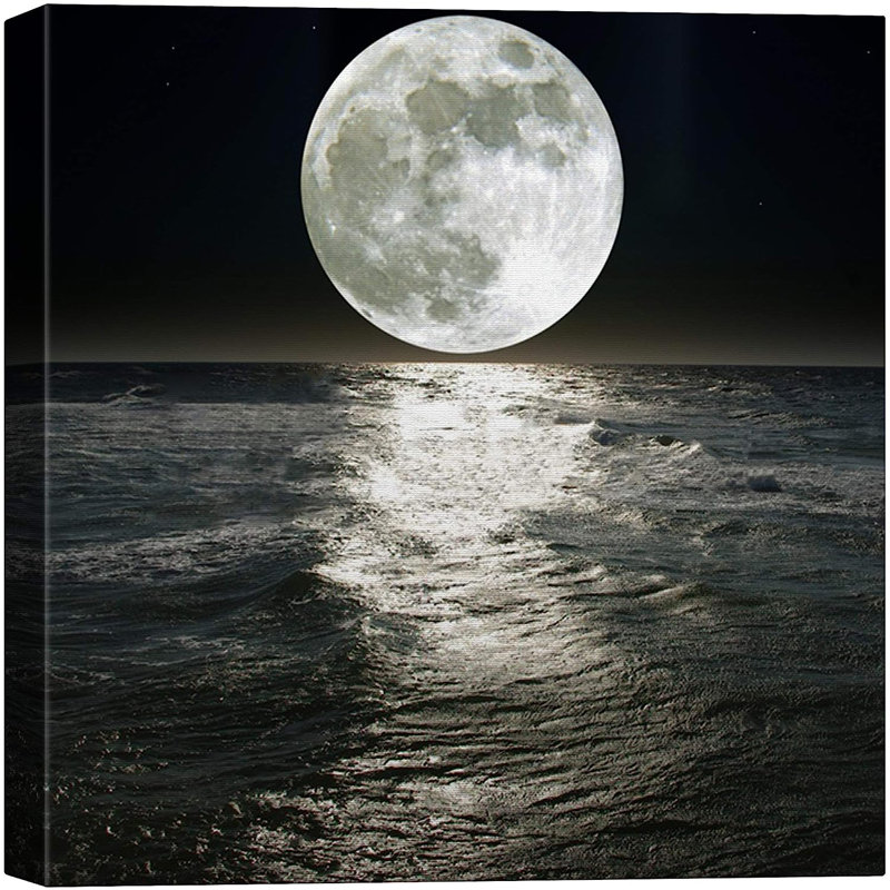 Lune illuminant l'océan bleu X08, H 24 po x l 24 po x P 1,5 po