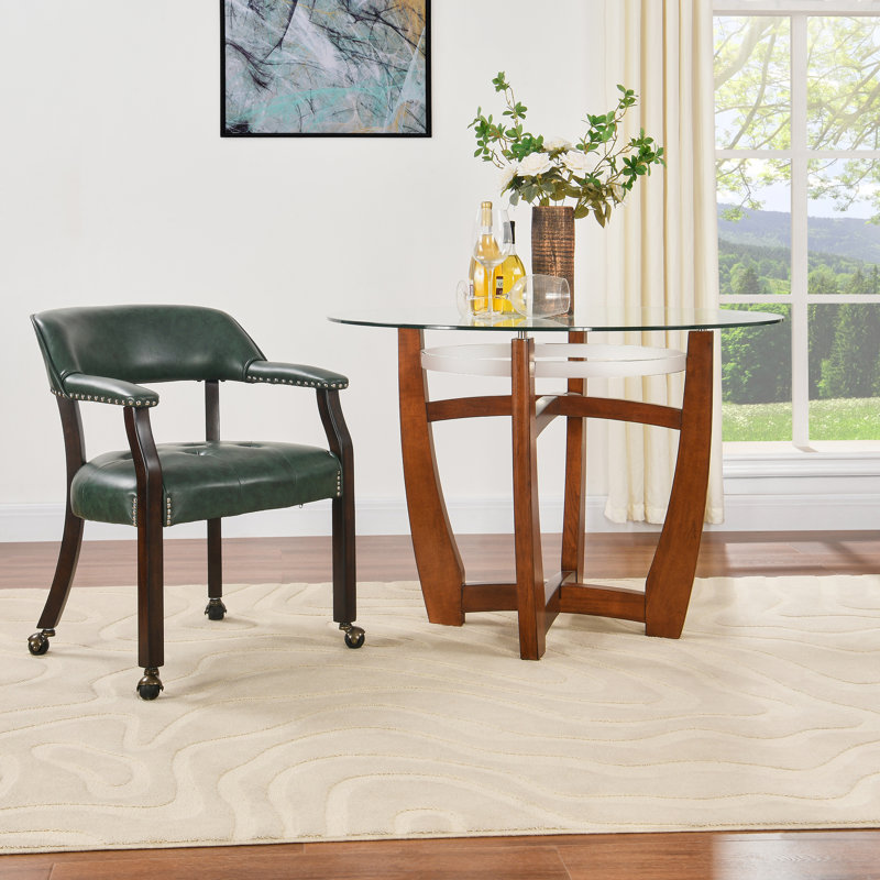  Porker Tufted Sponge Dining Chairs with Casters Green, 2, Green
