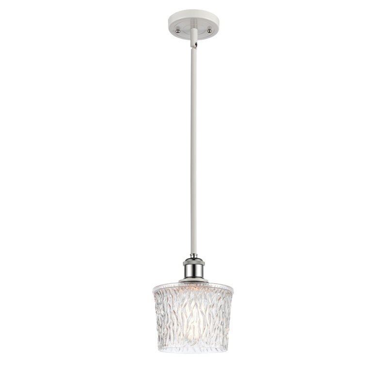 Luminaire suspendu 1 lumière Camire, Blanc et chrome poli, H 11,25 po, Ampoule non incluse