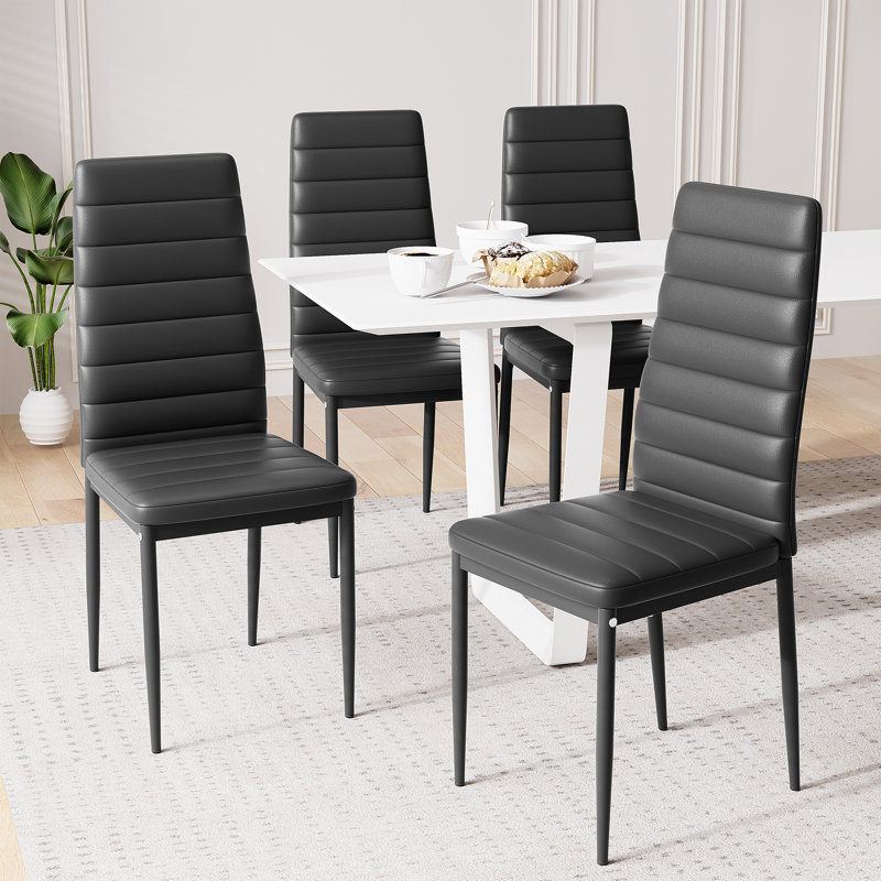 PU Leather Upholstered Dining Chair, Black