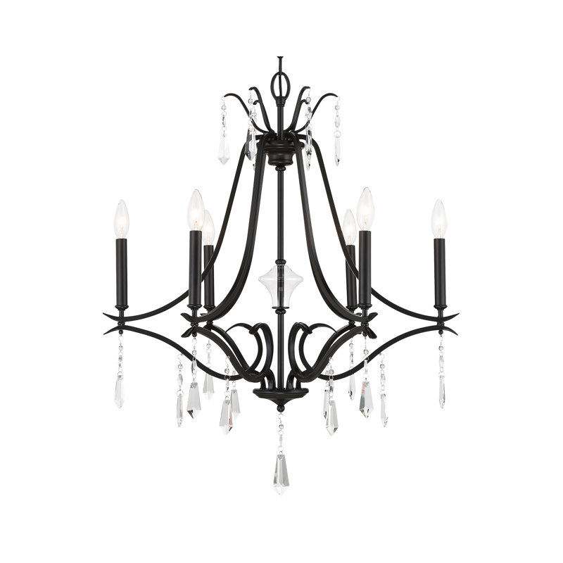 Willa Arlo Interiors Vogan Coal With Clear Chandelier, Black