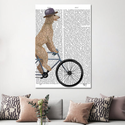 Poodle On Bicycle, Cream, Print BG by Fab Funky - Wrapped Canvas Gallery-Wrapped Canvas Giclée