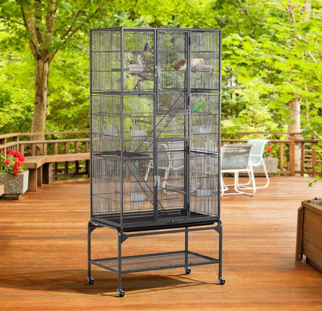 Image showcasing Latitude Run® 69-Inch Extra Large Bird Cage Metal Parrot Cage for Mid ...