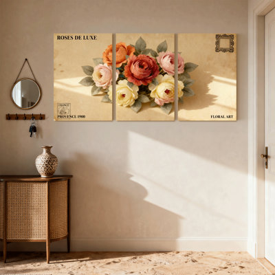«Rose Roses De Luxe», ensemble de 3 impressions sur toile
