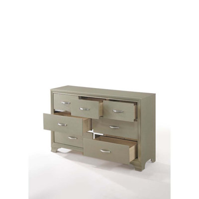 Commode 7 tiroirs Carine, finition champagne