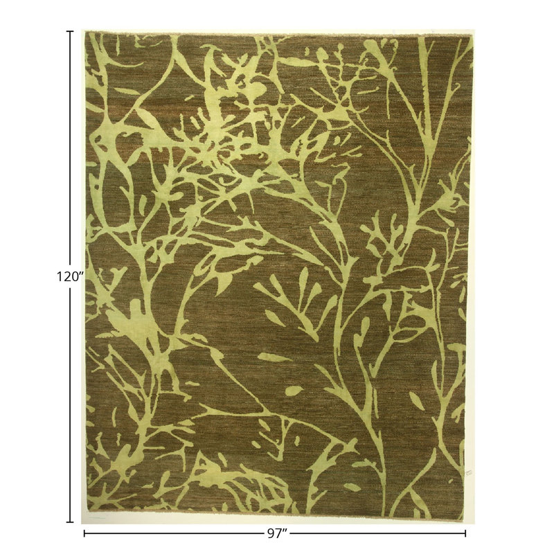Handmade Cotton and Silk Abstract Area Rug
