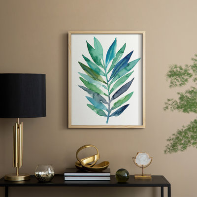 Palm Frond Flow II, reproduction encadrée - bois massif