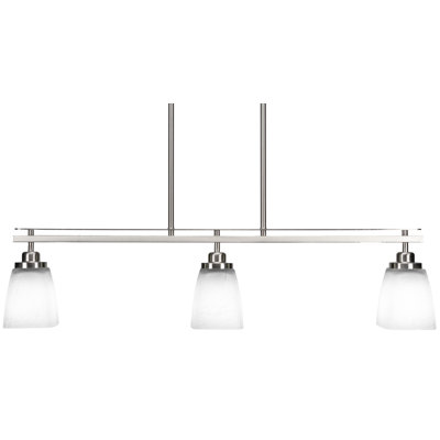 Agnon 3 Light Island Light Shown With 4.5" Square Glass