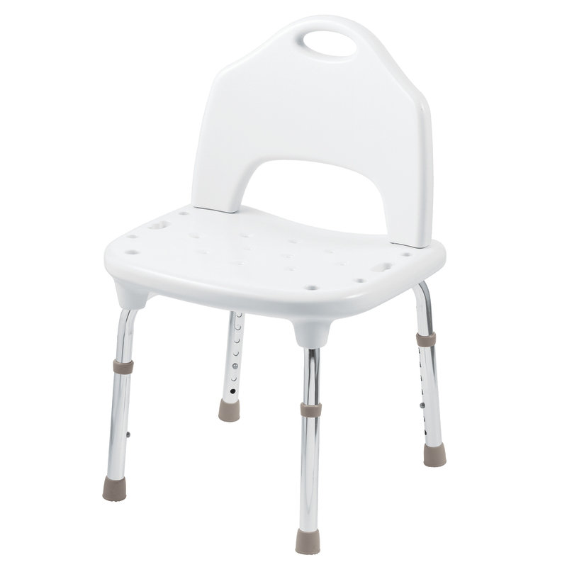 Adjustable Height White Plastic and Metal Shower Chair