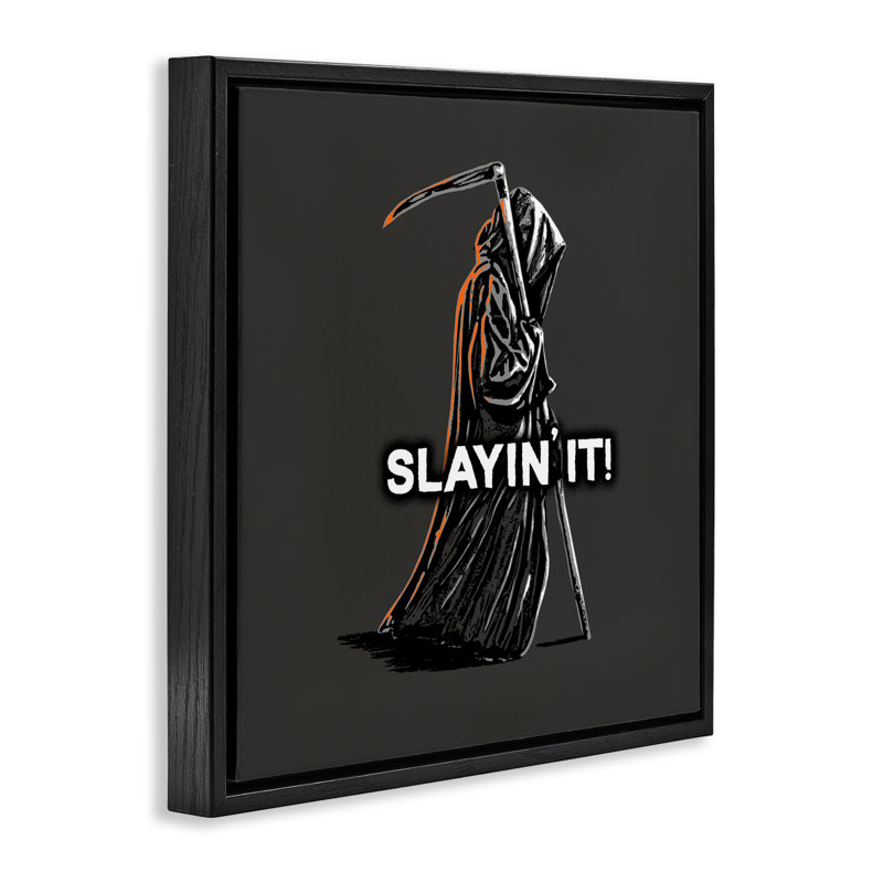 Cadre flottant Slayin 'It Grim Reaper, conception par Jedco Brands, Inc., H 18 po x l 18 po, Cadre flottant noir de jais