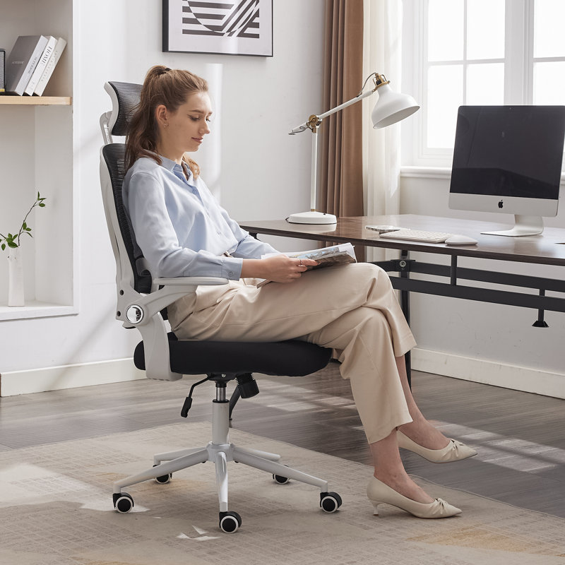 Tarangini Office Chair with Headrest, Black, White