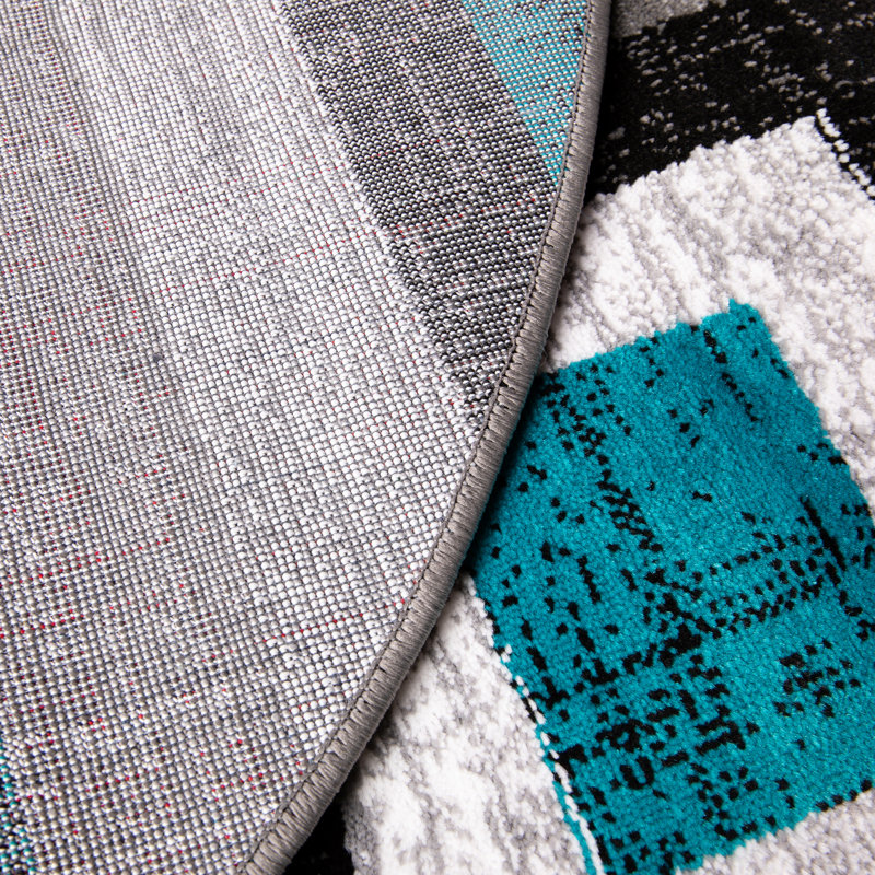 Gideon Collection Geometric Indoor Rug, Round 5'