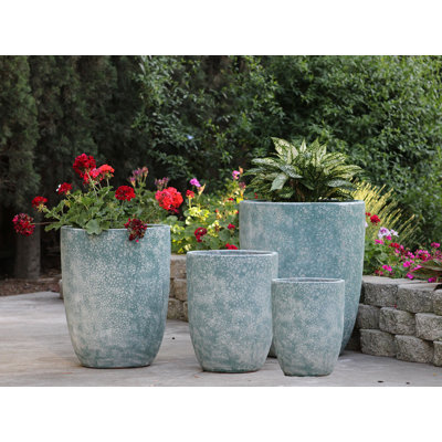 Grands pots coniques Milano - (Corail) Pots en grès, lot de 4 - Intérieur/Extérieur