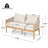Verona Outdoor Patio Acacia Wood Loveseat, Natural Finish Wood, Beige Cushion, Light Brown Rope-410595703