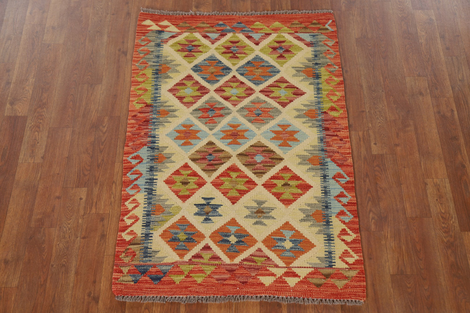 Dakota Fields Geometric Kilim Reversible Wool Rug 3x4 | Wayfair