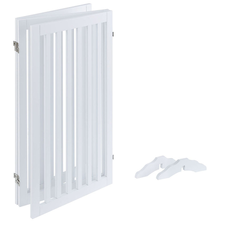 Wood Free Standing Pet Gate, White, 36" H 60" W