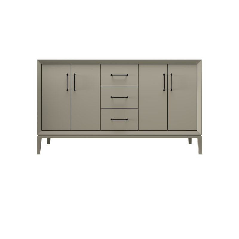 Alexandra Double Bath Vanity, French Olive, 60", Matte Black