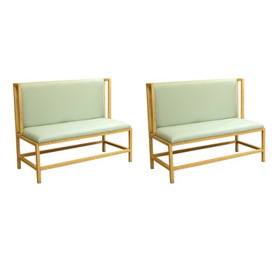 Cafe Restaurant Casual Light Green Soft Bench Faux Leather Upholstered Bench