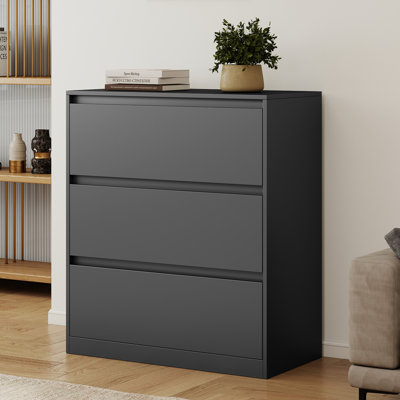 31.5" Wide Black 3-Drawer Storage Cabinet
