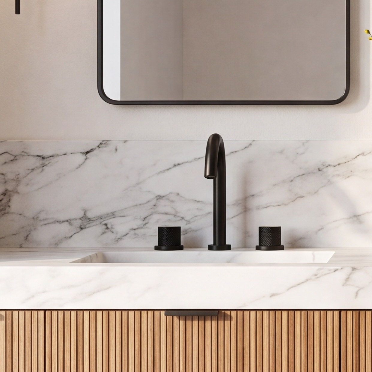 Widespread Bathroom Faucet with Drain, Matte Black