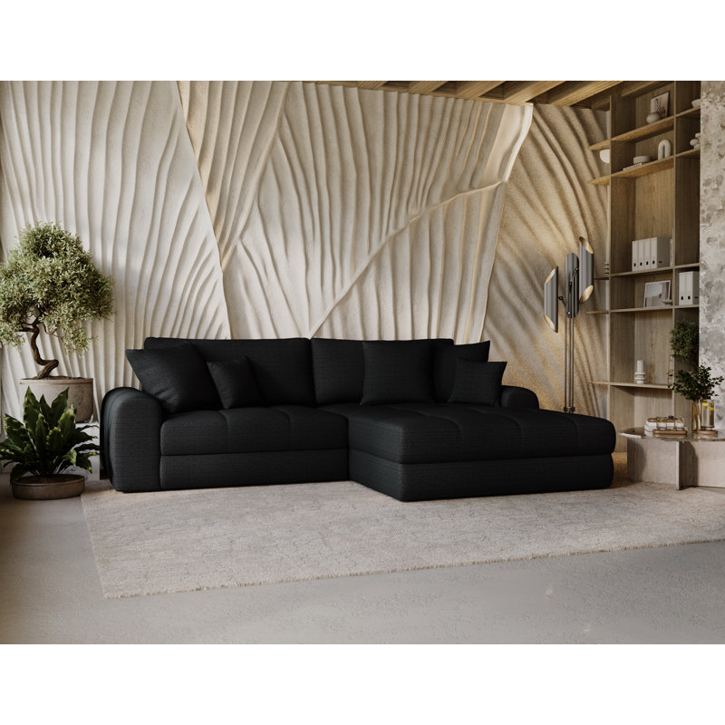 2 Seater Corner Sofa , Left Hand Facing, Black
