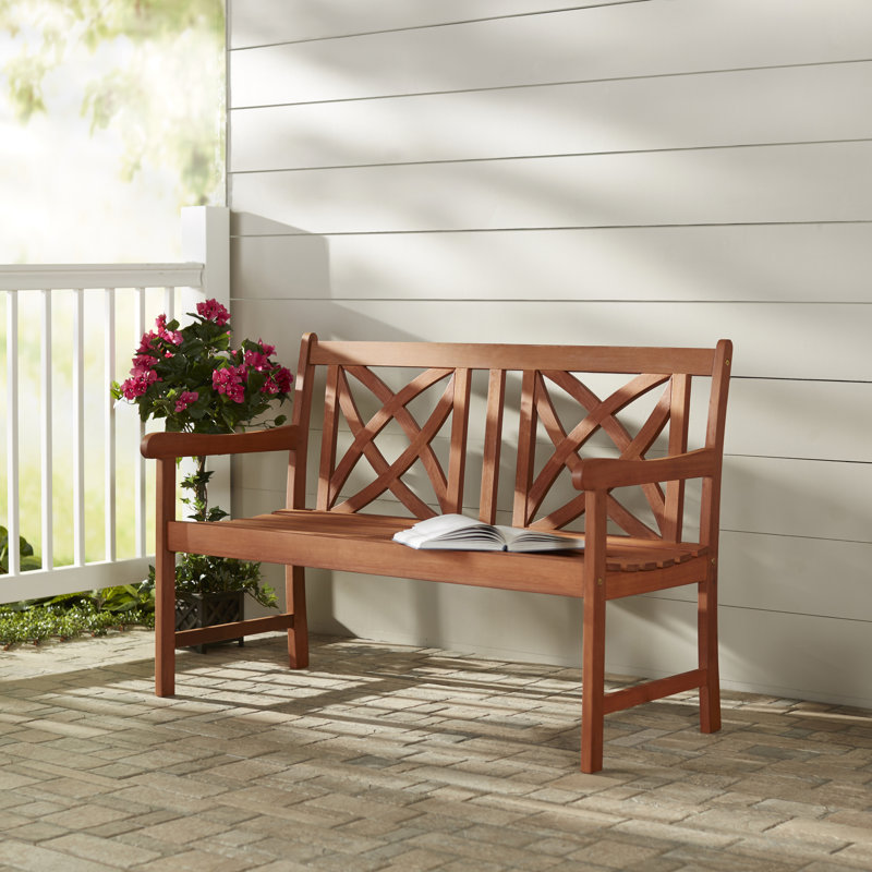 Aleha Solid Wood Outdoor Bench, Reddish Brown