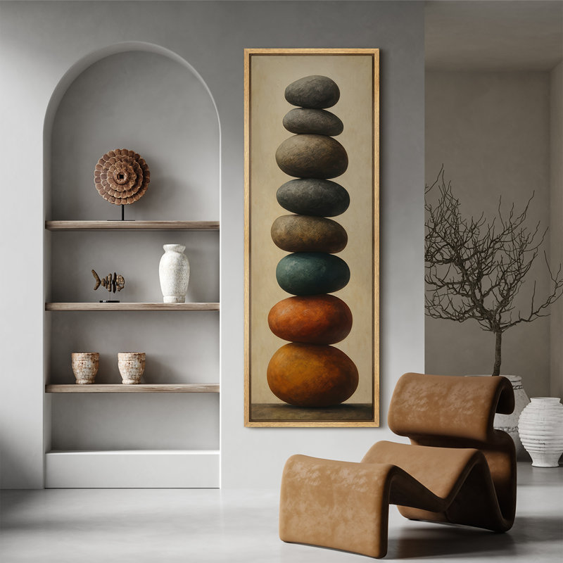 "Stacked Zen Art", impression sur toile encadrée, Naturel, H 60 po x l 20 po