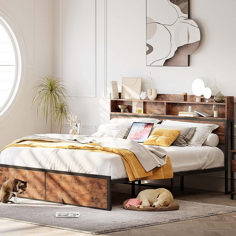 Lihensky Bed Frame with Storage Headboard, King