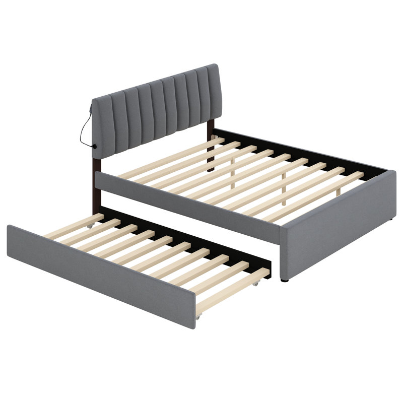 Upholstered Panel Bed, Gray