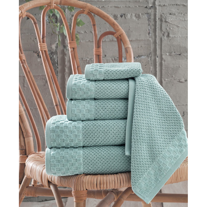Deacon 100% Cotton Plush Jacquard Mulit-Size Set, Light Green
