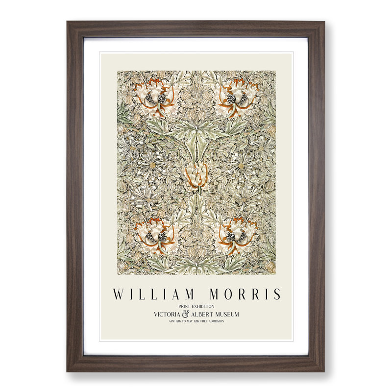 Honeysuckle Vol.3 by William Morris - Picture Frame Painting, 36cm H x 27cm W x 2cm D, Walnut Framed