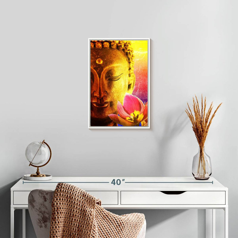 Superbe Bouddha, Cadre flottant blanc, 13 po x 19 po