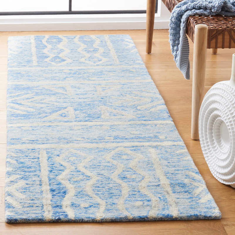 Tapis gris / ivoire noué à la main, Tapis de couloir 2 pi 3 po x 7 pi