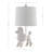 Resin Poodle Dog Table Lamp With Linen Shade-579771152