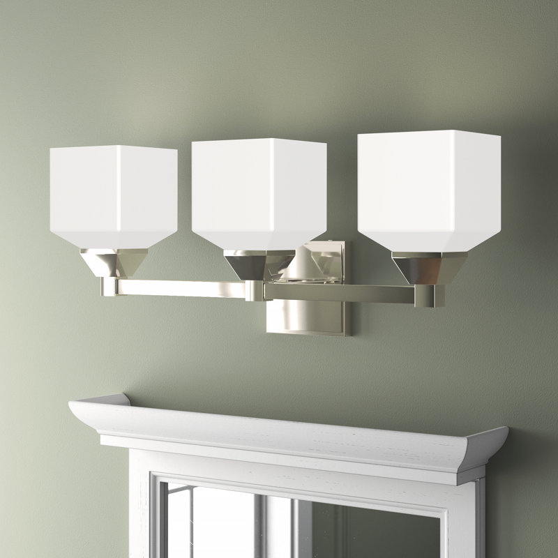 Billington 3 - Light Dimmable Vanity Light, Polished Chrome, Satin Opal White