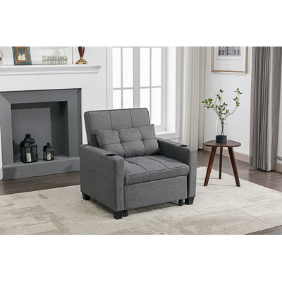 Canapé futon, fauteuil convertible, canapé-lit escamotable 3 en 1 avec ports USB