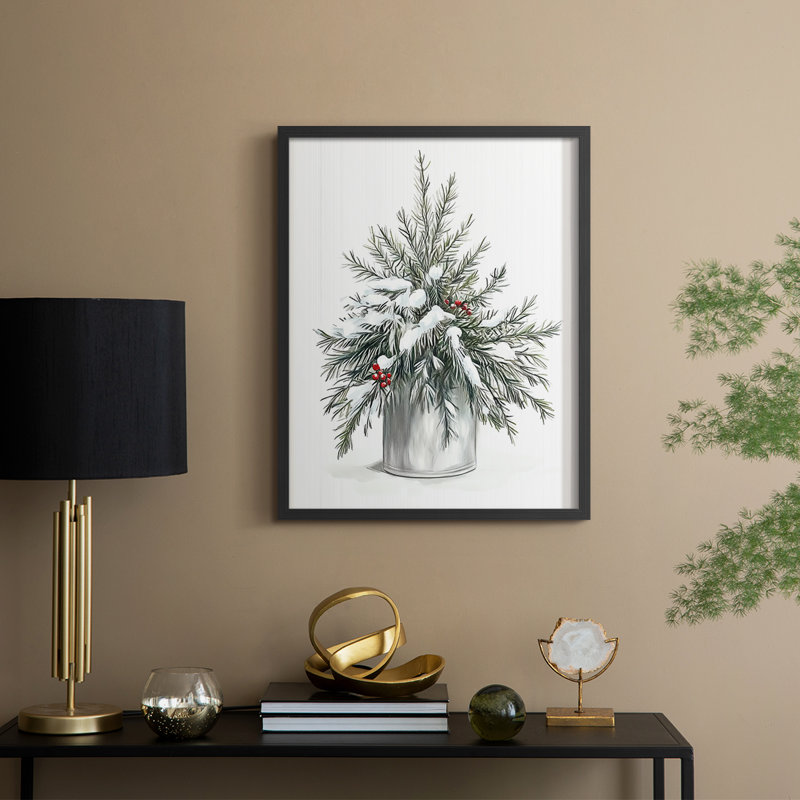 «Christmas Holiday Art DCCCLxxIV», reproduction d'art encadrée - bois massif, H 30 po x l 24 po, Noir, noir, noir, noir