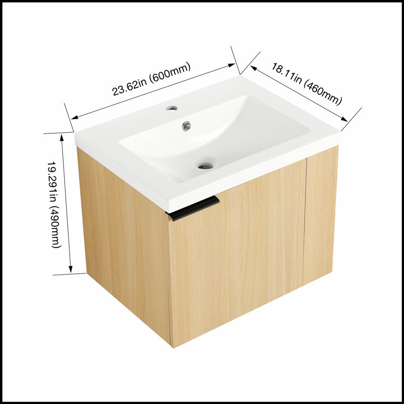 Ensemble de meuble-lavabo moderne avec rangement spacieux, fabrication en contreplaqué durable et finition élégante en chêne