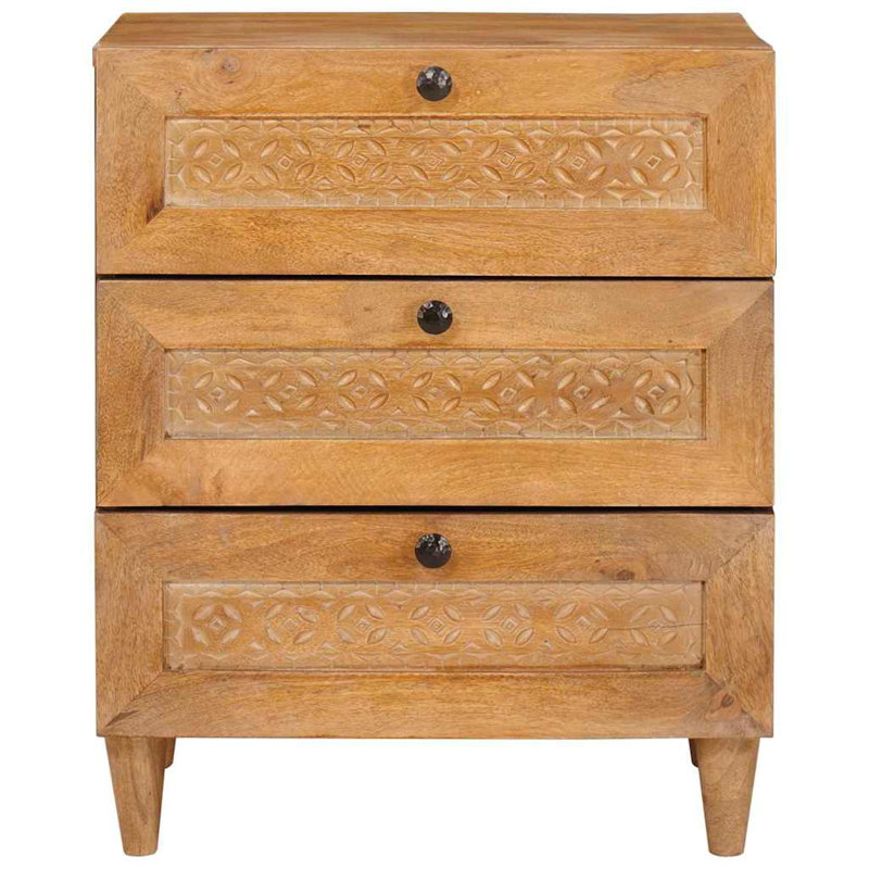 50cm W Solid Wood Bedside Table, Light Brown