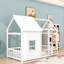 Lit simple en bois avec cadre de toit-813094326