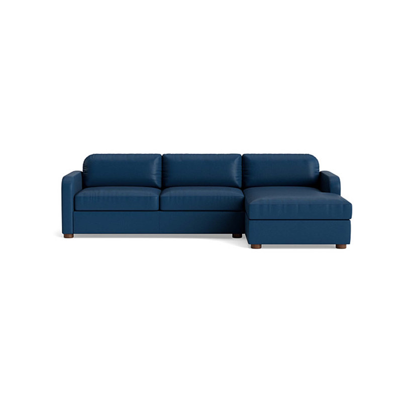 Archie Leather Sofa with Chaise (105"), Chaise on Right, Leather - Deep Blue