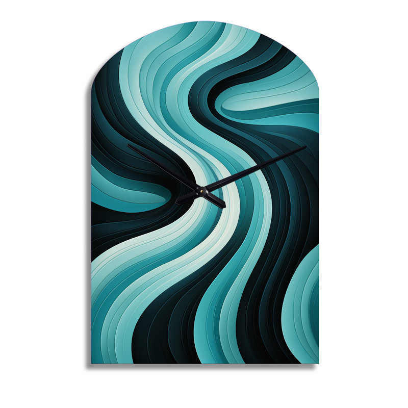 Horloge murale asymétrique en métal Turquoise Black Opt Art In - Op Art, Grand