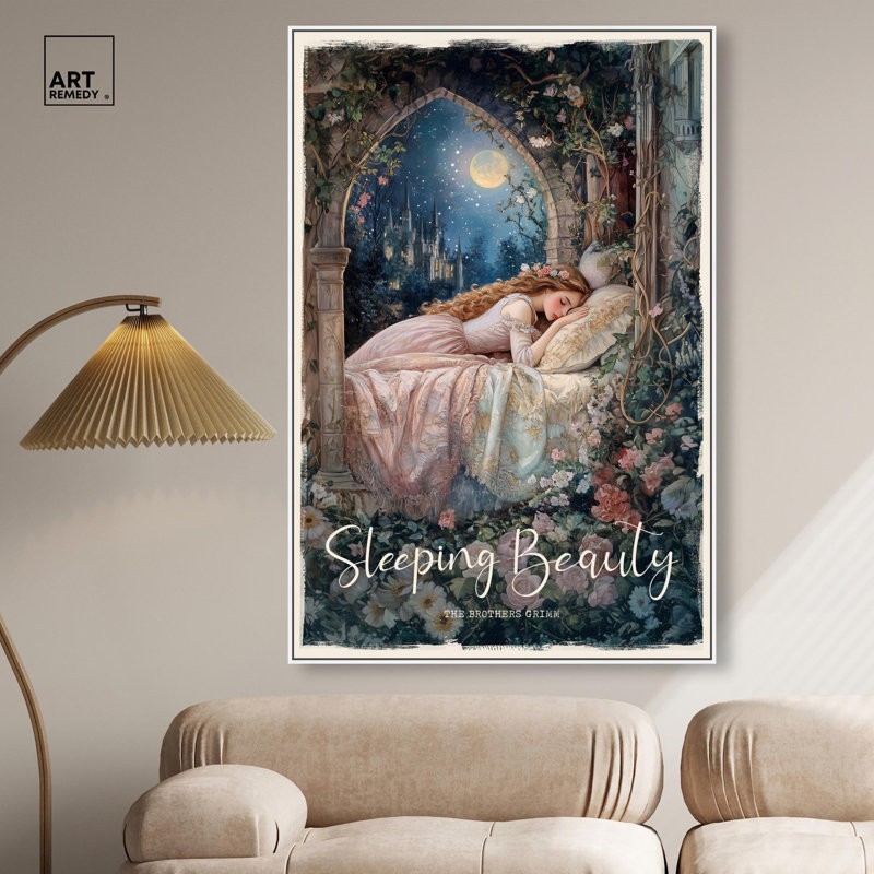 «Classic Sleeping Beauty», toile classique par Art Remedy, H 55 po x l 37 po, Cadre flottant blanc