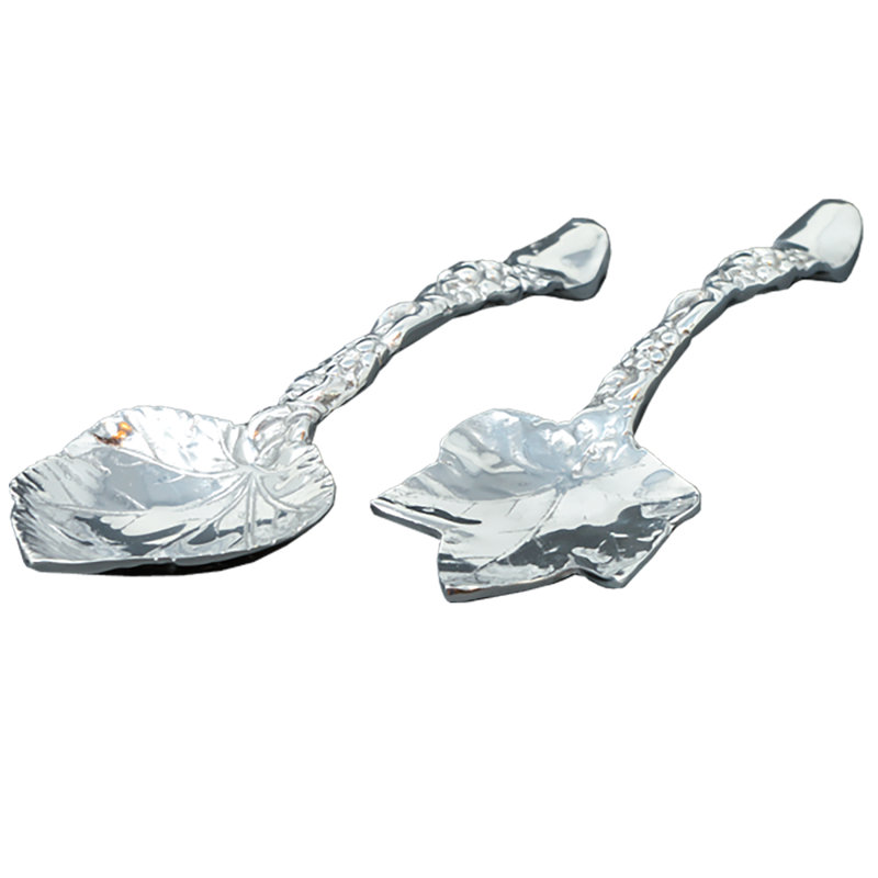 Set Of 2 Leaf Pattern Serving Spoons